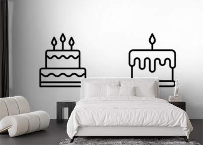 Cake icons set. Cake sign and symbol. Birthday cake icon Wall mural