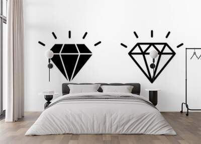 Diamond icon vector. diamond gems sign and symbol Wall mural