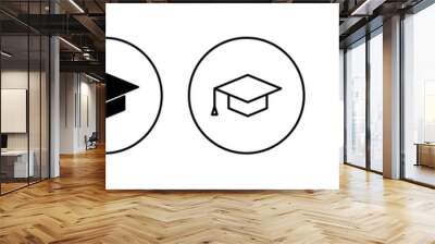 Education icon set. Graduation cap sign and symbol. Graduate. Students cap Wall mural