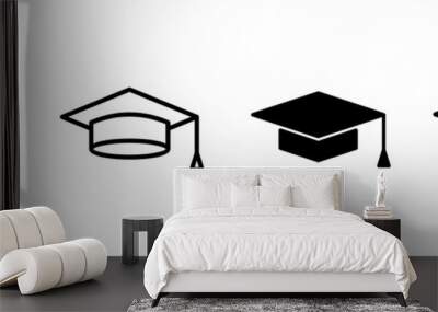 Education icon vector. Graduation cap sign and symbol. Graduate. Students cap Wall mural