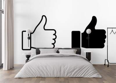 Like icons set. Thumbs up sign and symbol. Hand like Wall mural