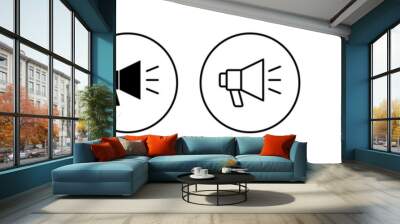 Megaphone icons set. Loudspeaker sign and symbol Wall mural