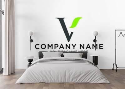 letter V nature leaf logo design template - vector Wall mural