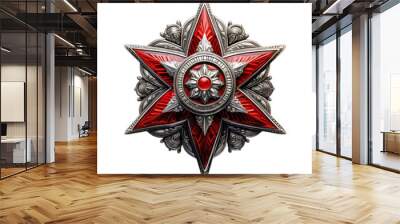 a red and gold star on a transparent background, in the style of soviet realism, white and bronze tones. Generative AI . Wall mural