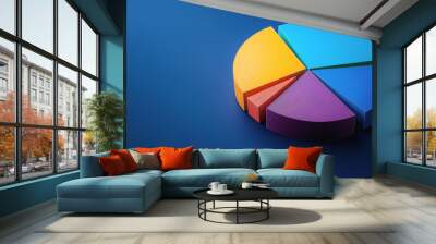 Colorful pie chart on a dark blue background Wall mural