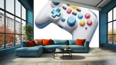 Modern game controller isolated on transparent background with colorful buttons and ergonomic design.

 Wall mural