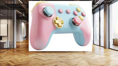 Pastel-colored game controller isolated on transparent background with playful design and soft hues.

 Wall mural