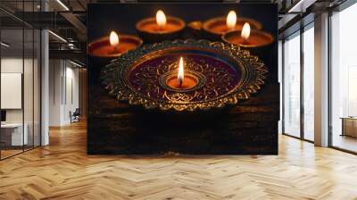 Celebrating Diwali with the radiance of candles and the lively atmosphere of family reunions Wall mural