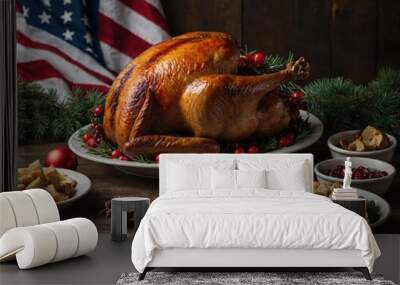 Juicy turkey pieces ready for the festive holiday table Wall mural