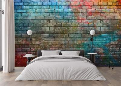 Colorful graffiti brick wall Wall mural