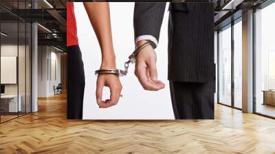 business people handcuffed together Wall mural