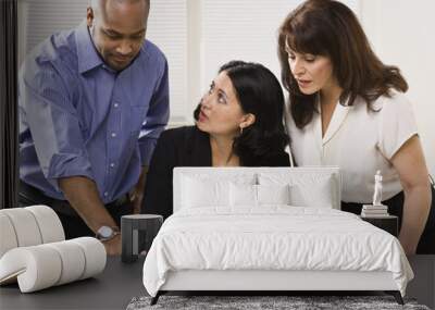 Women and Man Working in Office Wall mural