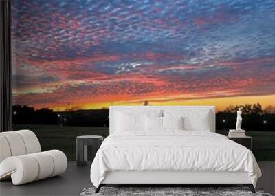 sunset over the field Wall mural