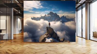 Man on top of a mountain Wall mural