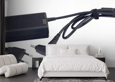 Computer charger for a laptop on white Wall mural