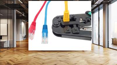 Crimping tool with a network cable isolated Wall mural