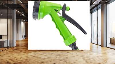 Hose nozzle spraying water isolated on white Wall mural