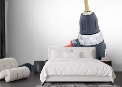 modern cordless drill on a white Wall mural