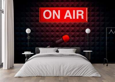 for radio stations: microphone in radio studio Wall mural