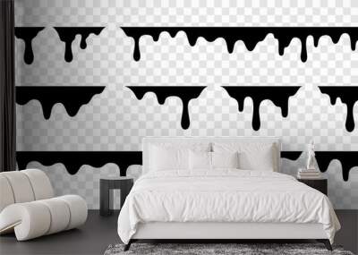 Black melt drips or liquid vector paint drops Wall mural