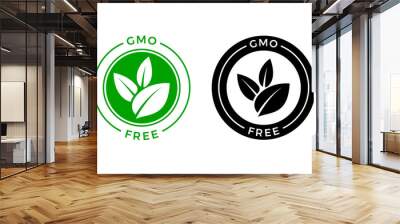 GMO free icon. Vector green non GMO label sign Wall mural