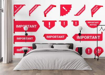 Important notice information banner label set Wall mural