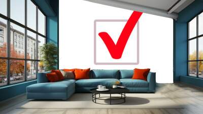 Red tick marker checkmark vector square box icon Wall mural