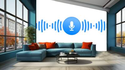 Voice message, audio chat interface and record play bubble, vector messenger playback. Voice message microphone icon with sound wave or record soundwave of mobile phone messenger button Wall mural