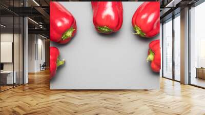 red bell pepper on gray background, food preparation process, proper nutrition Wall mural