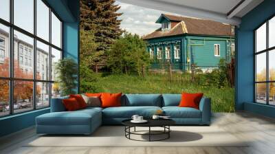 village russia summer blu house Wall mural