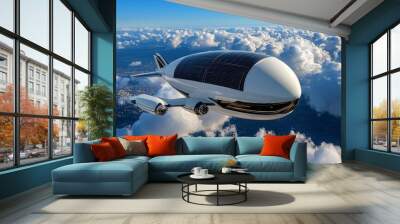 Solar-powered blimp for eco-friendly air travel Wall mural