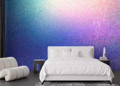 Wonderful glitter studio abstract illustration. Shimmer wall and floor 3d background. Blue pink lilac glitter room interior. Magical holiday style. Wall mural