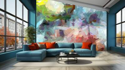 oil pastel drawing. abstract color background. fine art print. impressionism style abstraction. mode Wall mural