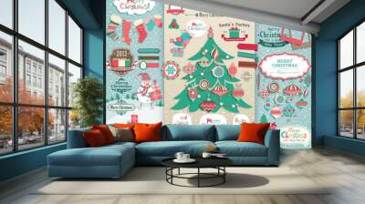 Christmas scrapbook elements. Wall mural