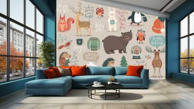 christmas set, hand drawn style Wall mural