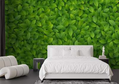 Green leaves texture. Wall mural