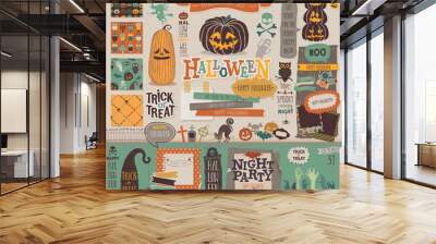 Halloween scrapbook set - decorative elements. Wall mural