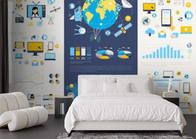 News Infographic set with charts and other elements. Wall mural