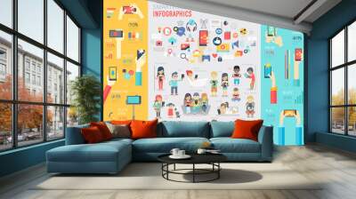 Smartphone Infographic set with charts and other elements. Wall mural