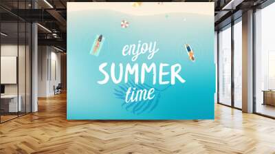 Tropical beach poster, Enjoy summer. Wall mural