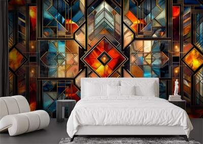 Art deco stained glass window Wall mural