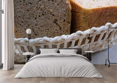 Homemade rye wheat bread baked Wall mural