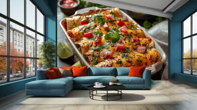 Mexican traditional dish with meat and vegetables Wall mural