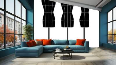 Black mannequin for sewing and modeling, front, back and side. Wall mural