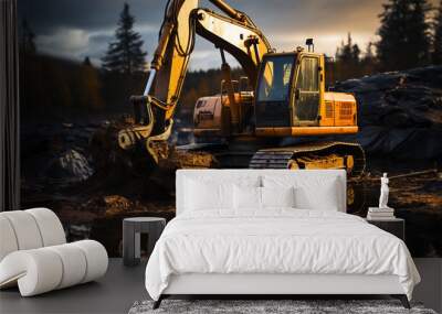 3d realistic excavators Wall mural