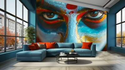 Kathakali Dance Performance with Colored Faces  Wall mural