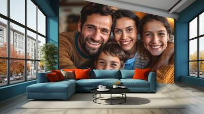 Warm and Happy Family Portrait Wall mural