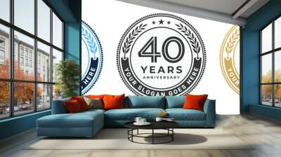 40 years anniversary logo emblem circle design templates set isolated Wall mural