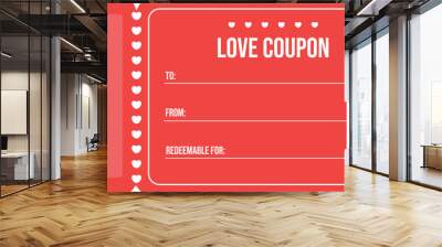 Isolated love coupon template Wall mural