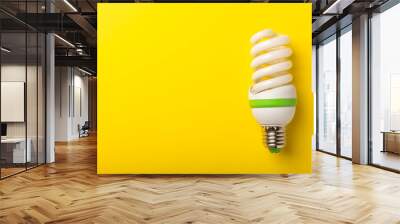 led lamp energy efficiency concept. composition on yellow background.use economical and environmenta Wall mural